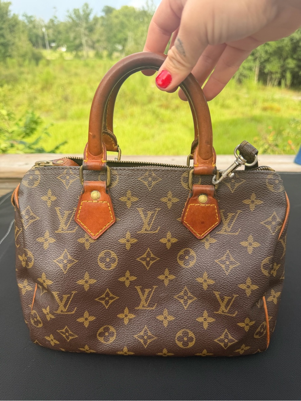 Louis Vuitton Brown Monogram 25 Speedy with crossbody strap